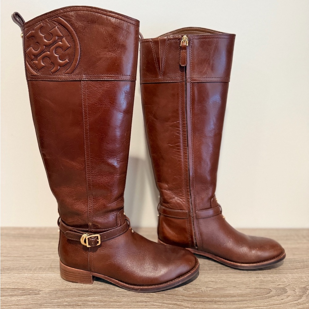 Tory Burch Brown Leather Riding Boots